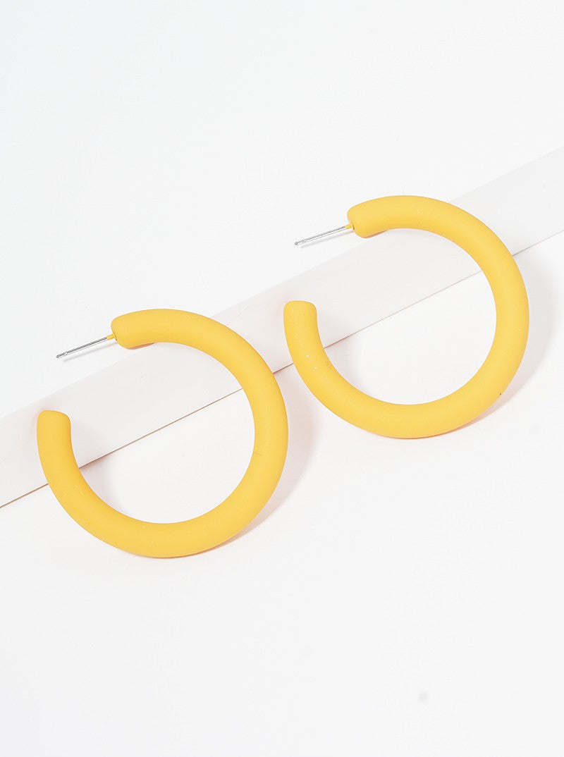 40mm Rubber Coated Resin Open Hoop Earrings