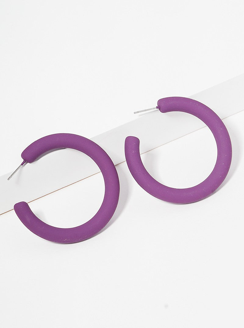 40mm Rubber Coated Resin Open Hoop Earrings