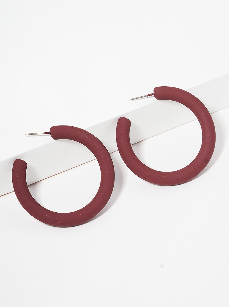 40mm Rubber Coated Resin Open Hoop Earrings