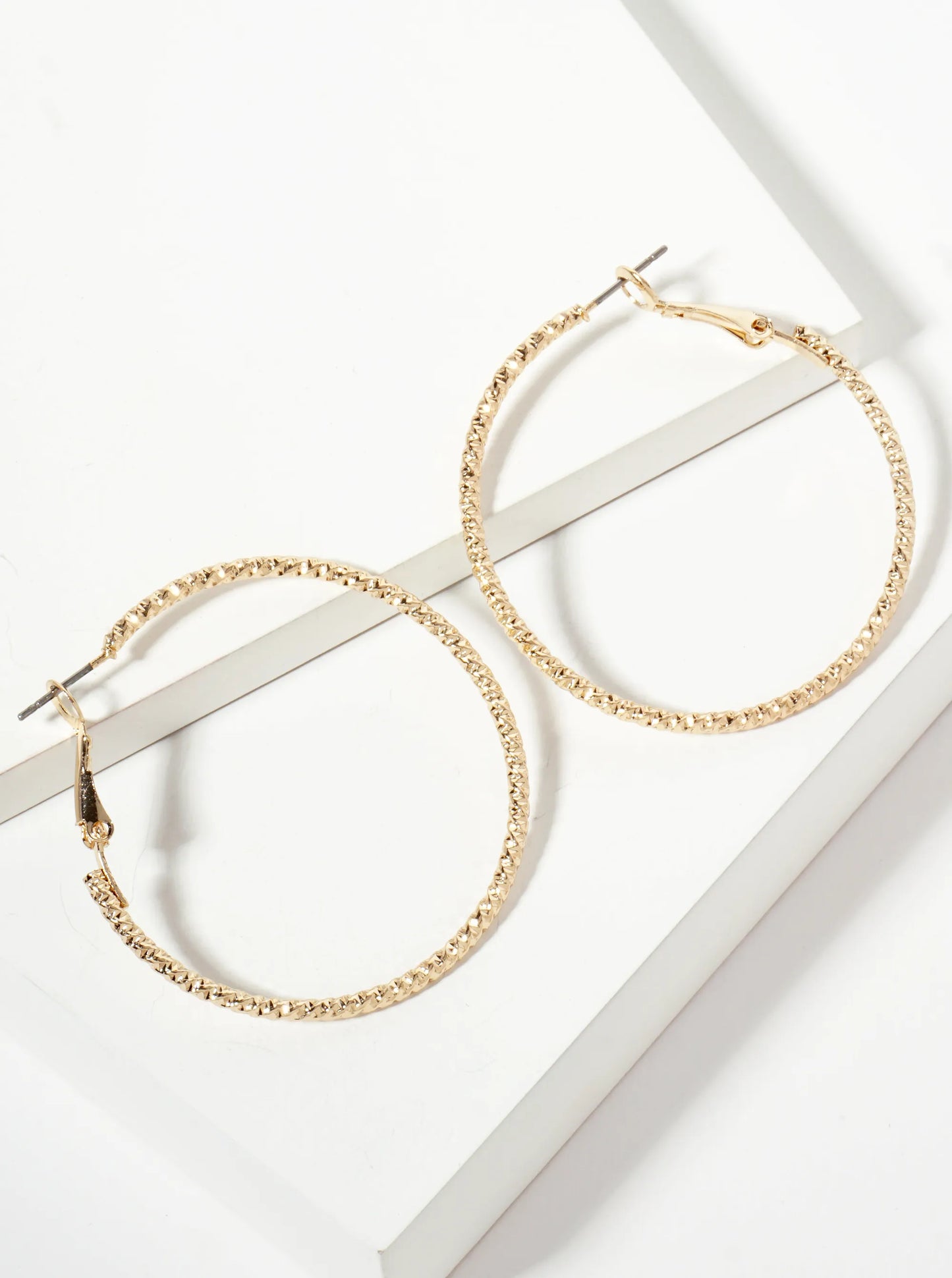 43mm Textured Latch-back Hoop Earrings
