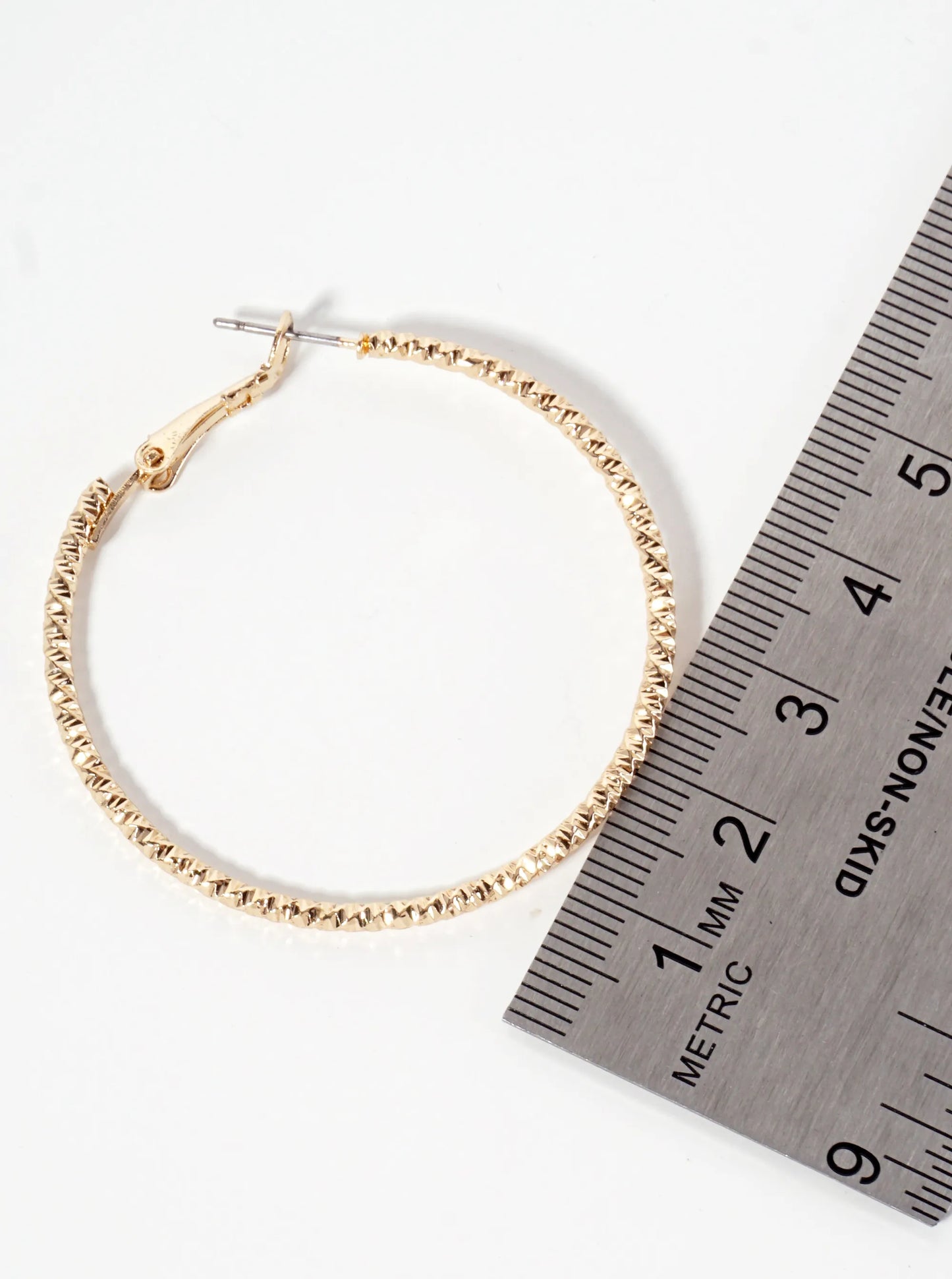 43mm Textured Latch-back Hoop Earrings