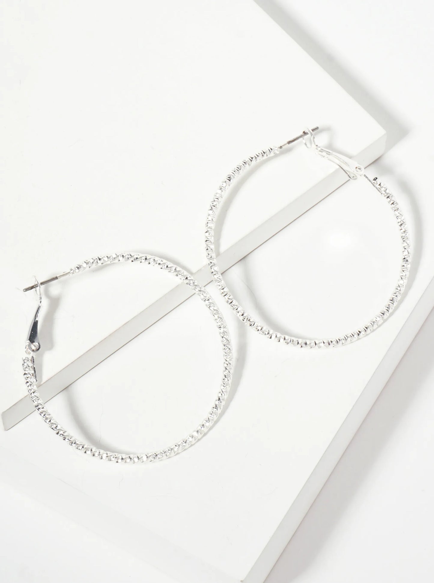 43mm Textured Latch-back Hoop Earrings