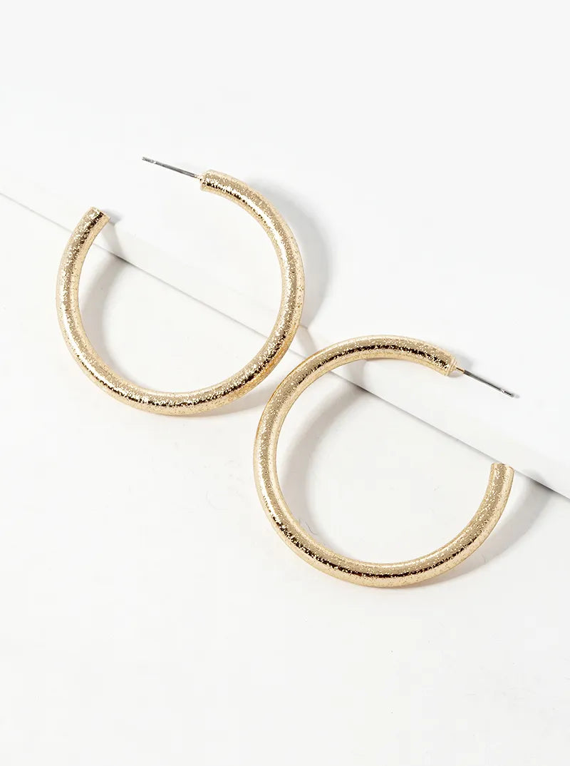 44mm Shimmering Texture Brass Hoop Earrings