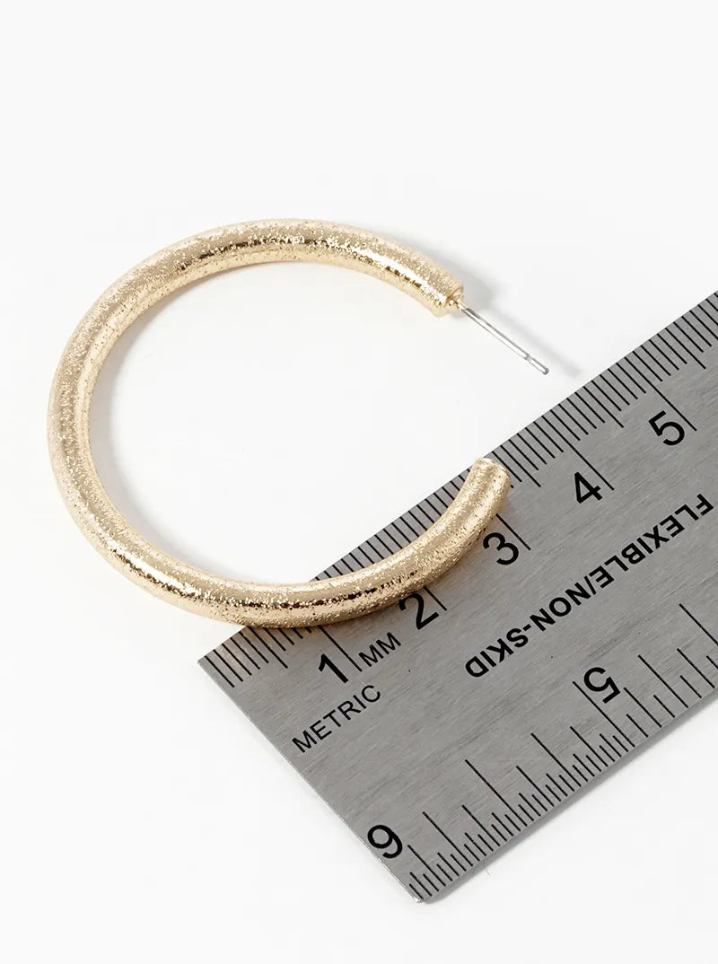 44mm Shimmering Texture Brass Hoop Earrings