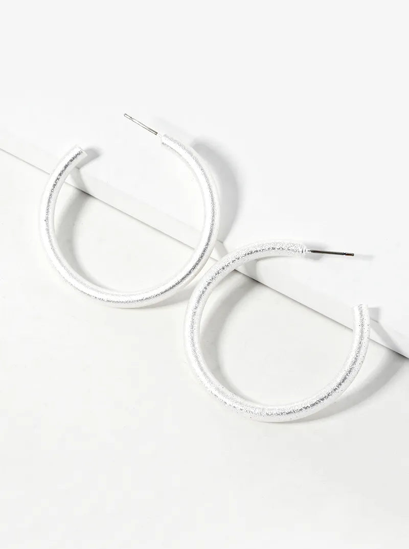 44mm Shimmering Texture Brass Hoop Earrings