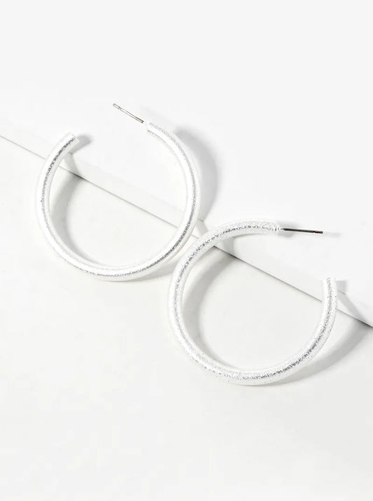44mm Shimmering Texture Brass Hoop Earrings