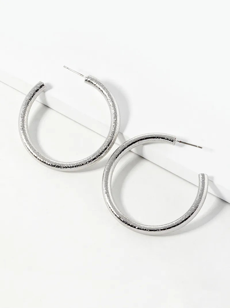 44mm Shimmering Texture Brass Hoop Earrings