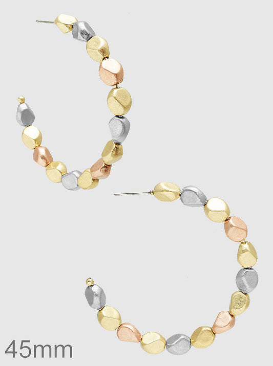 45MM BEAD OPEN ROUND HOOP EARRINGS