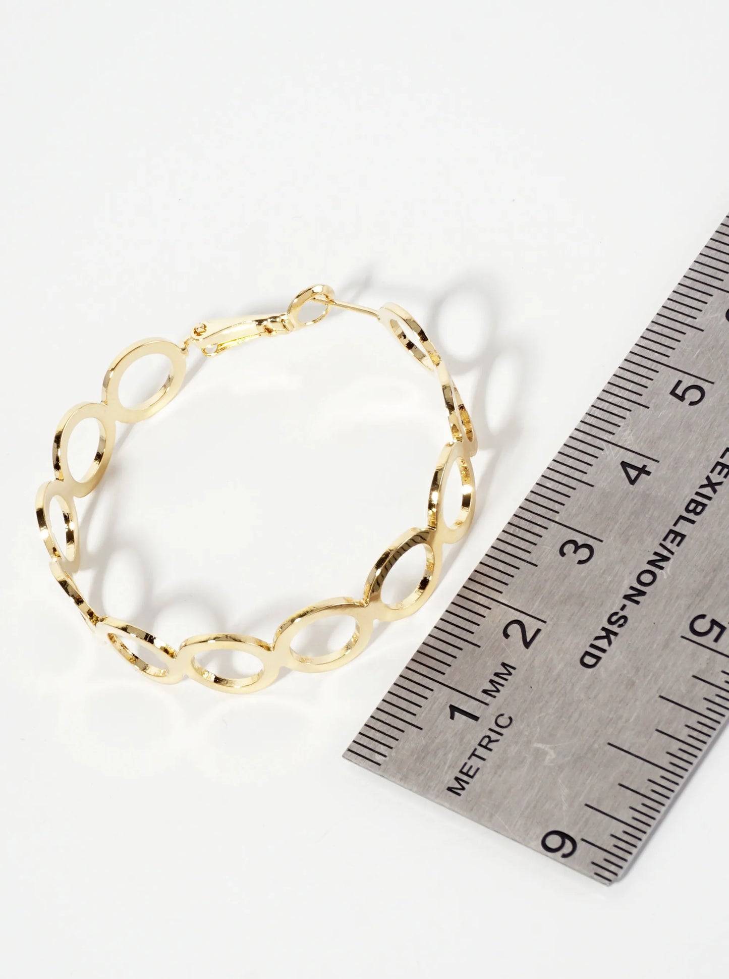 45mm 14K-Gold-Dipped Polished Brass Cutout Latch-Back Hoop Earrings