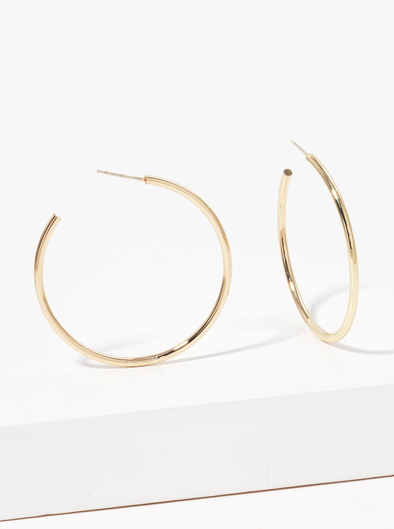 45mm Brass Hoop Earrings With Sterling Silver Post