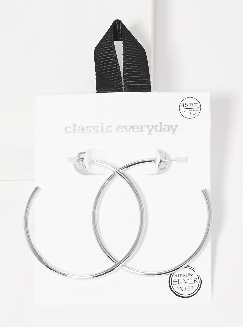 45mm Brass Hoop Earrings With Sterling Silver Post