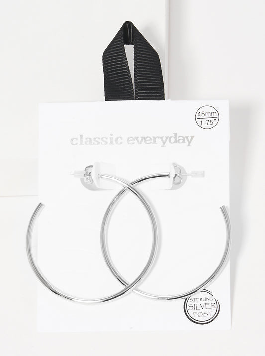 45mm Brass Hoop Earrings With Sterling Silver Post