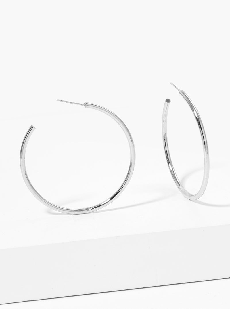 45mm Brass Hoop Earrings With Sterling Silver Post