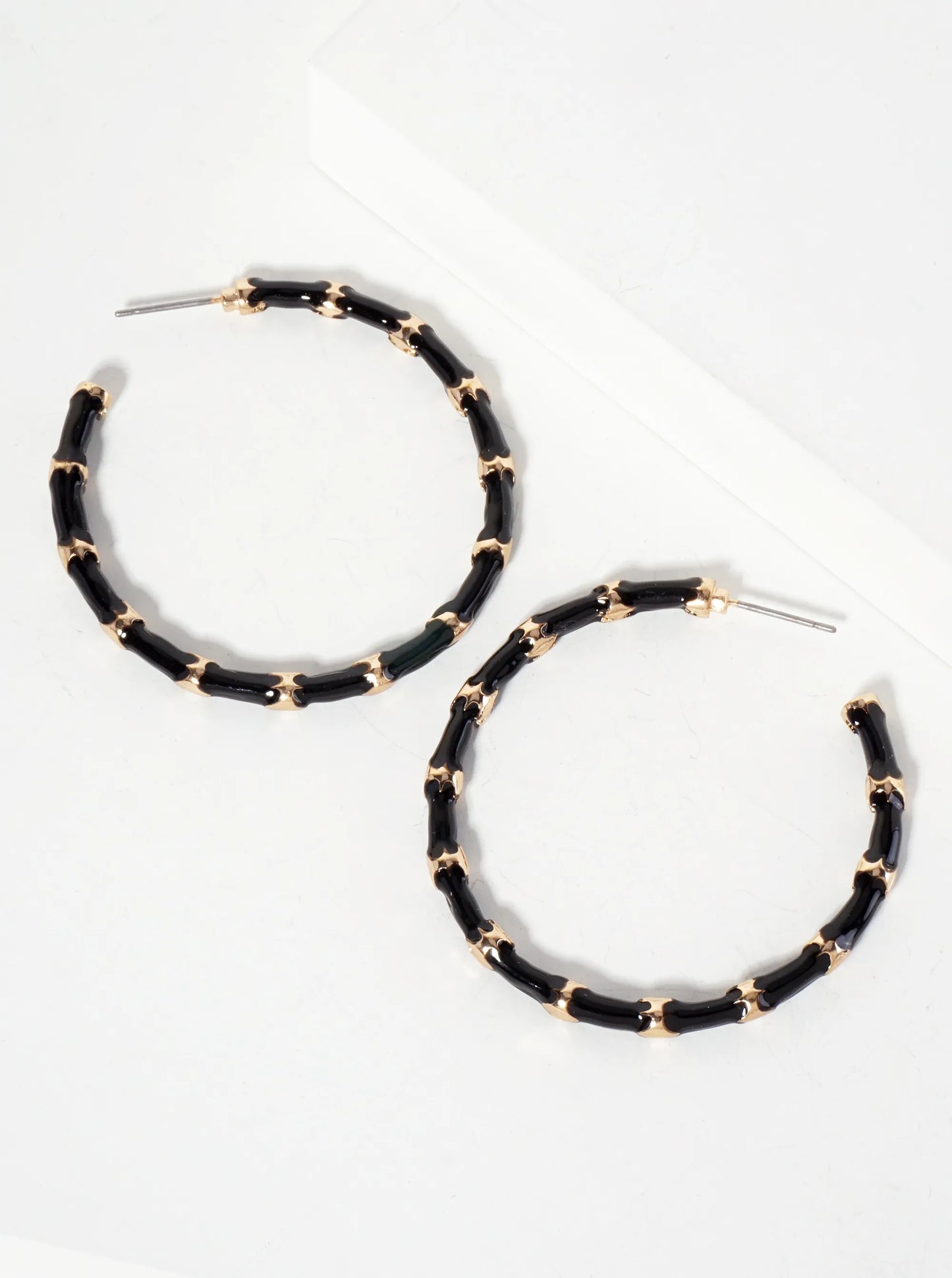 45mm Enamel Open Hoop Earrings With Gold Accents