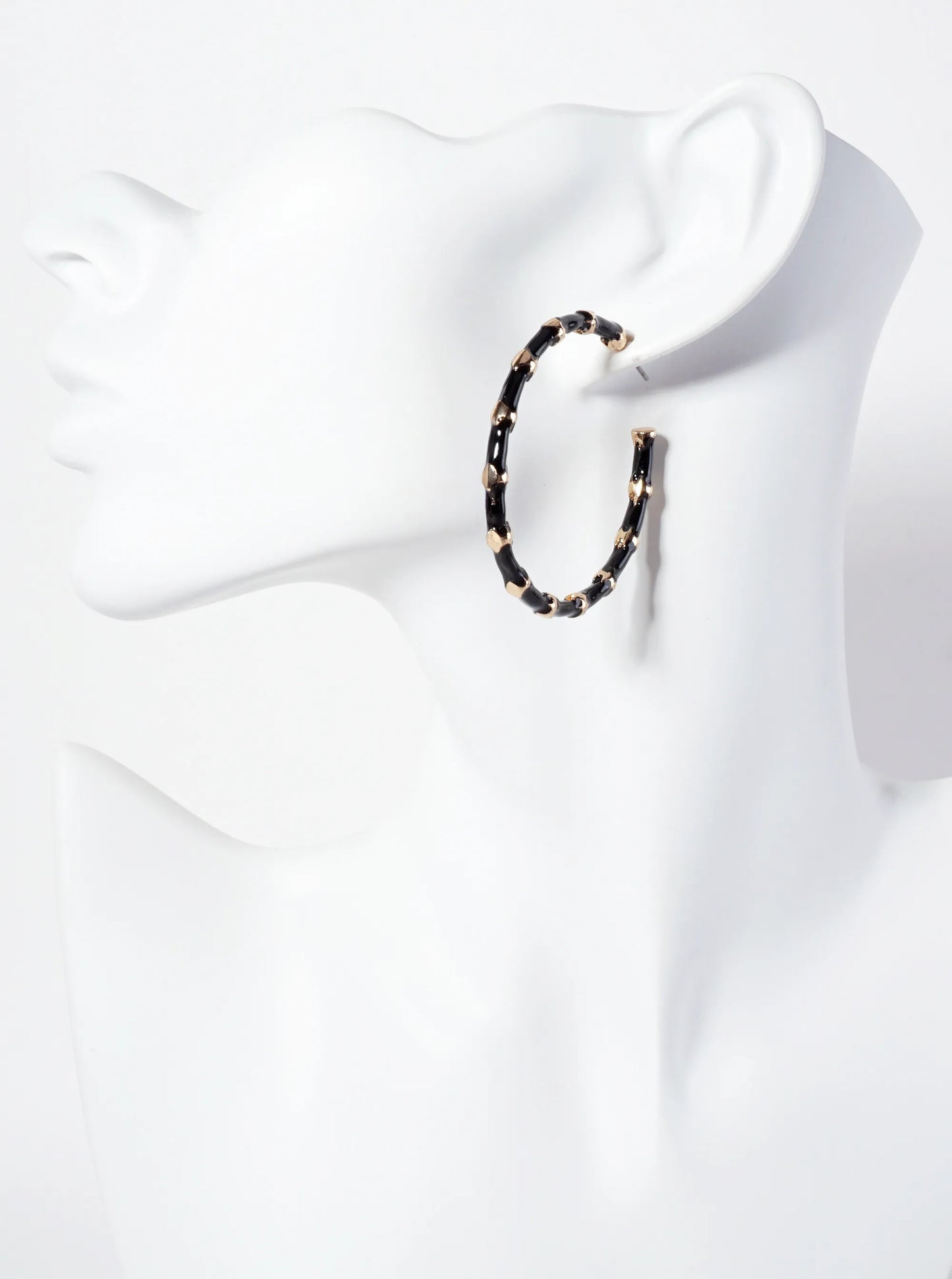 45mm Enamel Open Hoop Earrings With Gold Accents