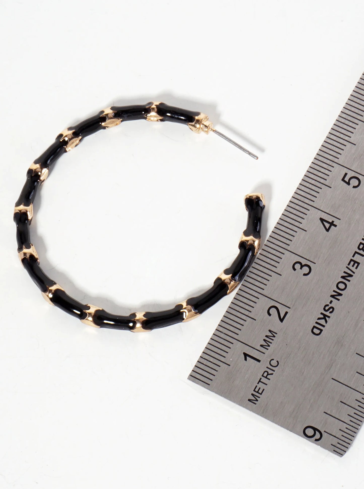 45mm Enamel Open Hoop Earrings With Gold Accents