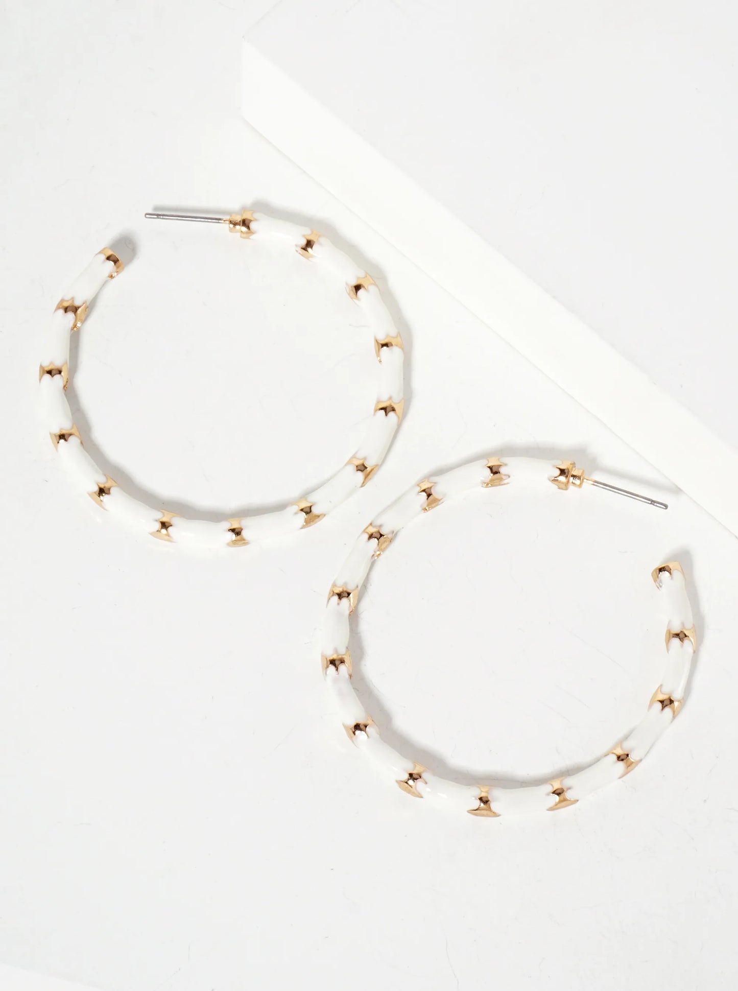 45mm Enamel Open Hoop Earrings With Gold Accents