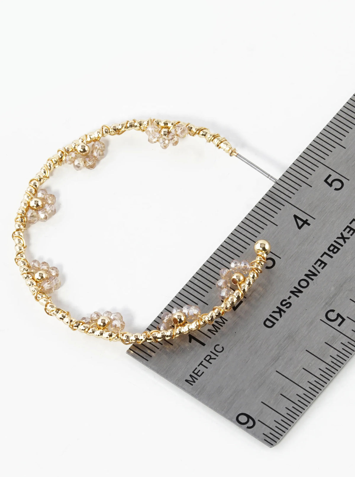 45mm Glass Beads Wired Wrapped Lightweight Open Hoop Earrings