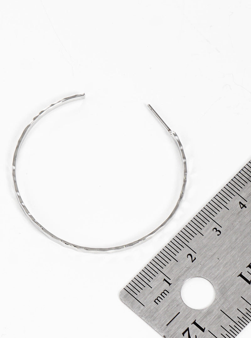 45mm Hammered Brass Open Hoop Earrings