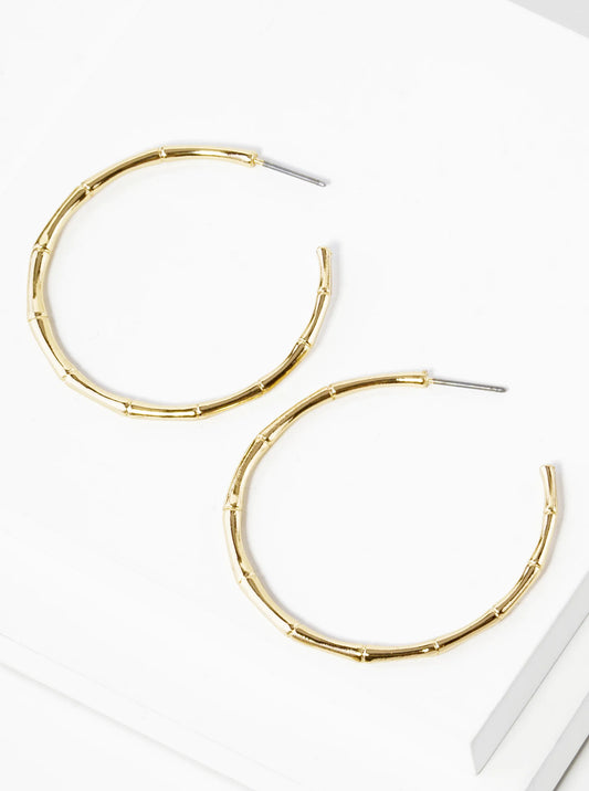 45mm Metal Bamboo Open Hoop Earrings