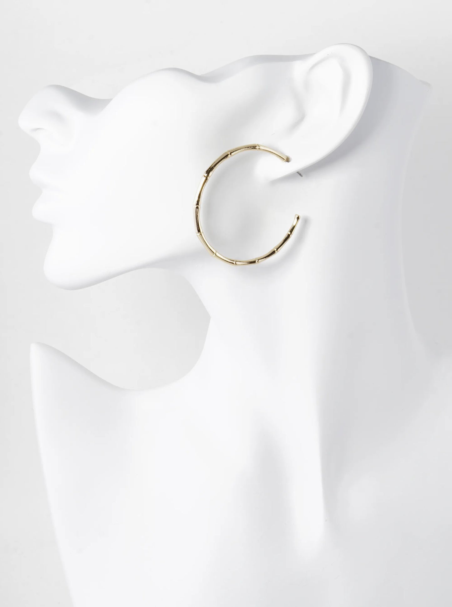 45mm Metal Bamboo Open Hoop Earrings