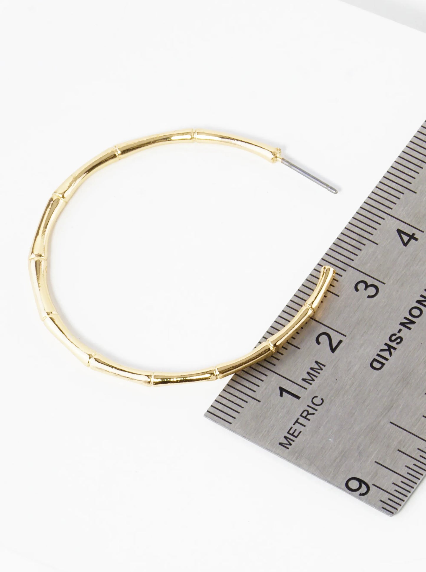 45mm Metal Bamboo Open Hoop Earrings