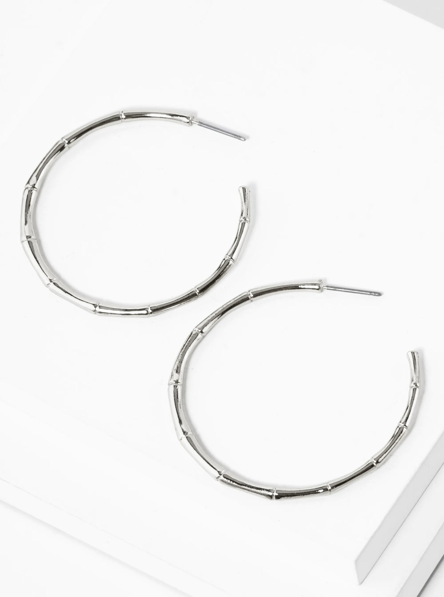 45mm Metal Bamboo Open Hoop Earrings