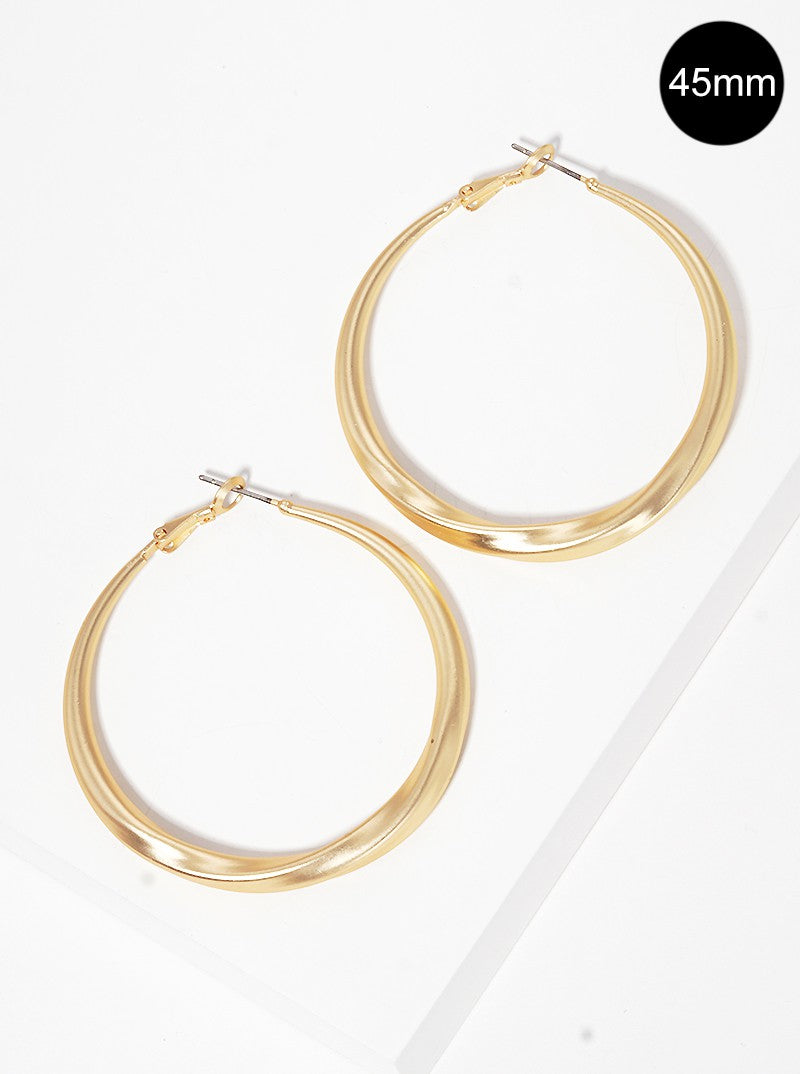 45mm Metal Twist 45mm Latch Back Hoop Earrings