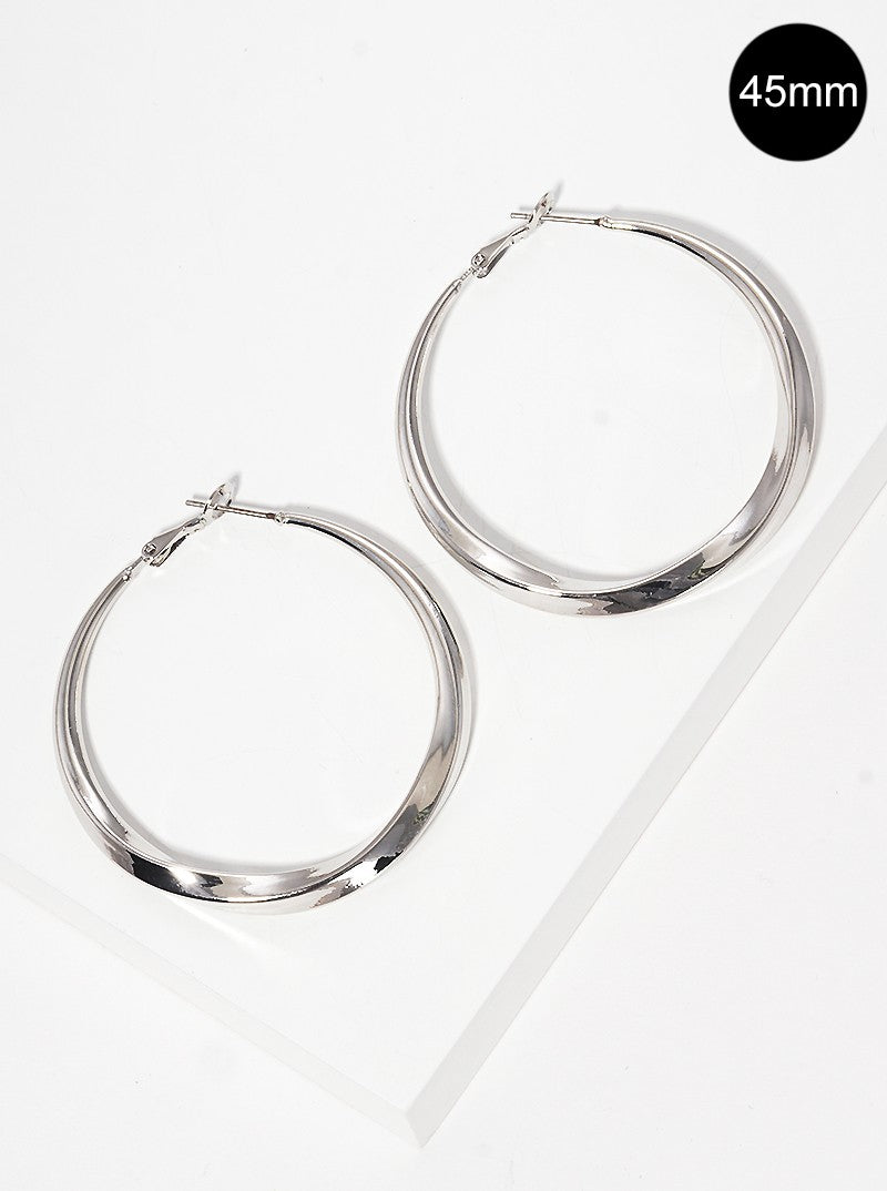 45mm Metal Twist 45mm Latch Back Hoop Earrings