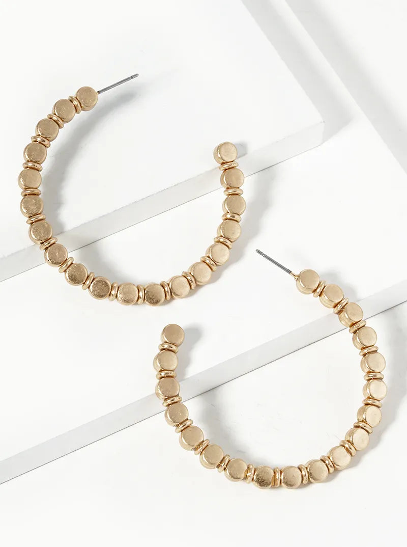 45mm Metallic Beads Hoop Earrings