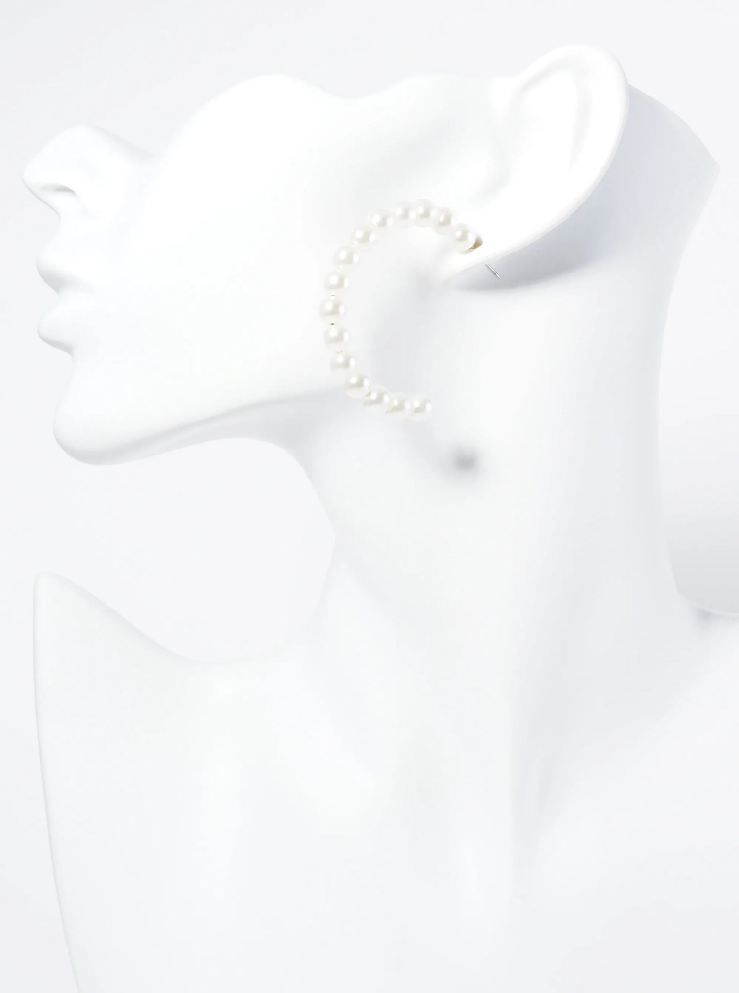 45mm Pearl Beaded Open Hoop Earrings