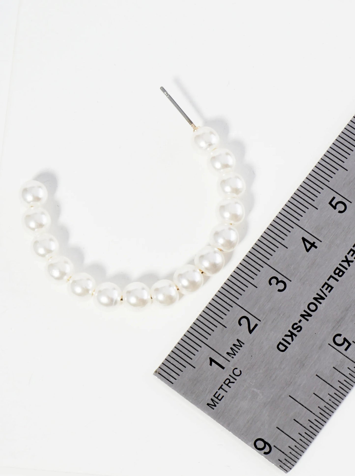 45mm Pearl Beaded Open Hoop Earrings