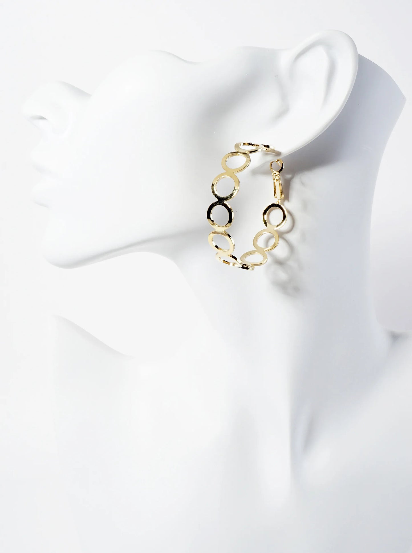 45mm Polished Brass Cut-out Latch-back Hoop Earrings