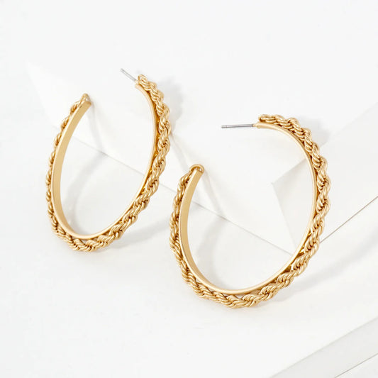 45mm Rope-Wrapped Look Push-Back Hoop Earrings