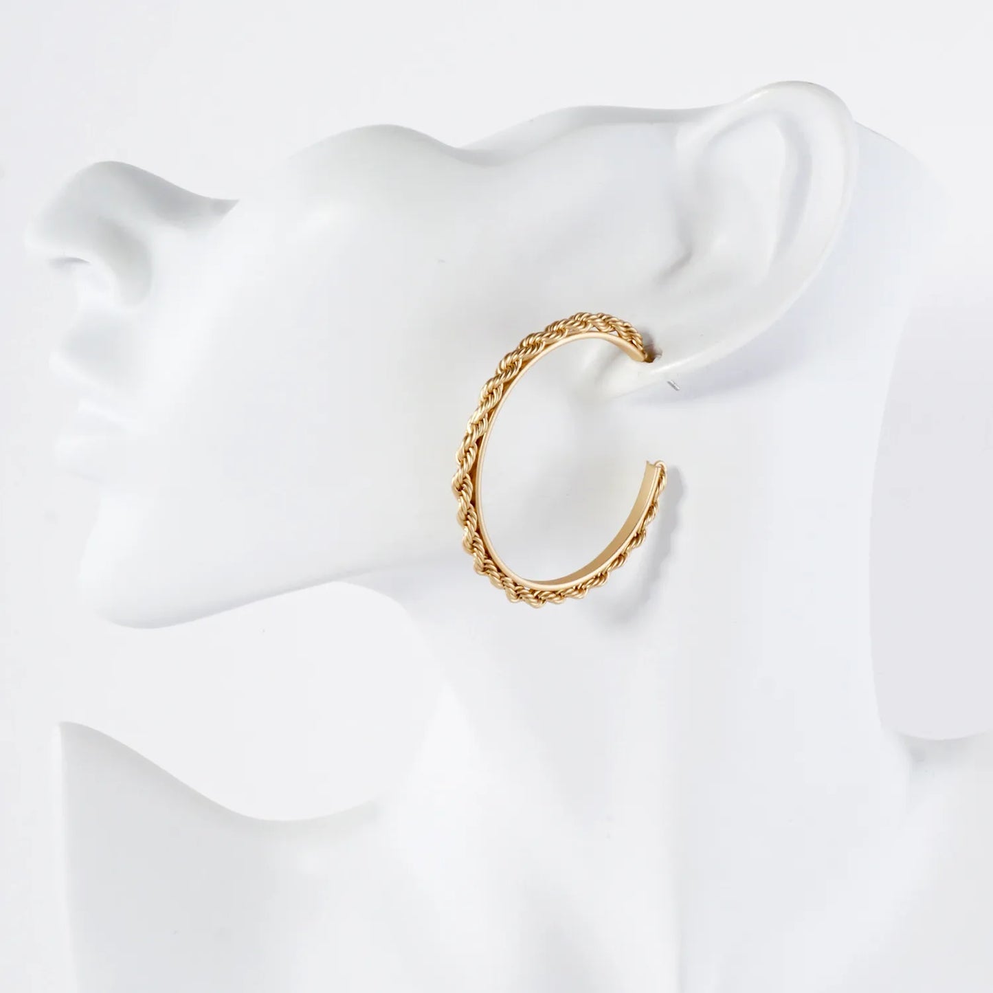 45mm Rope-Wrapped Look Push-Back Hoop Earrings