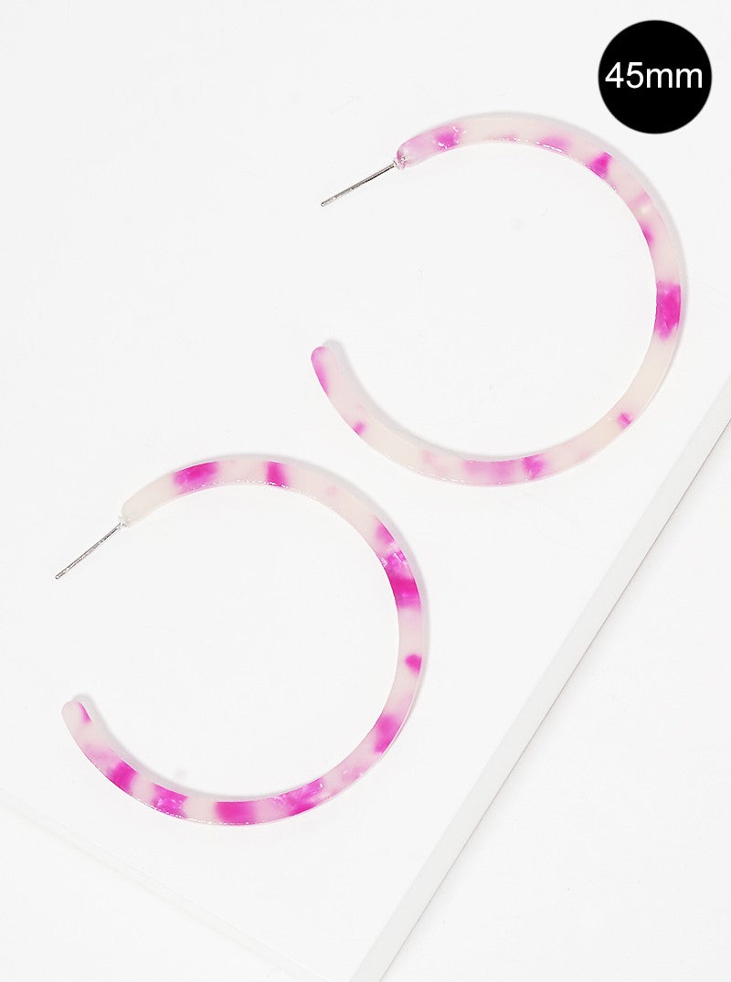 45mm Round Shaped Cellulose Acetate Hoop Earrings