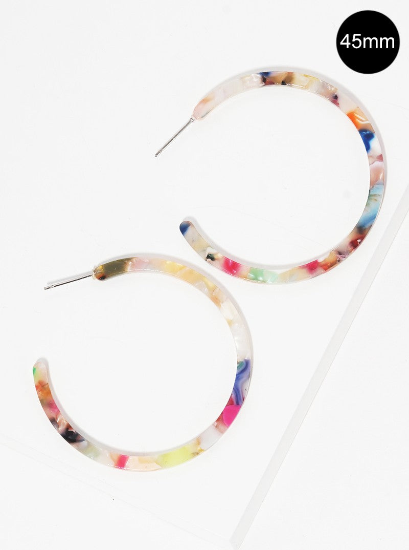 45mm Round Shaped Cellulose Acetate Hoop Earrings