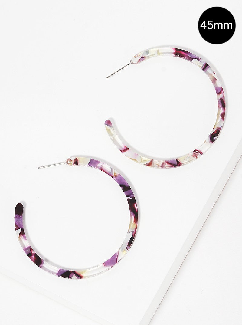 45mm Round Shaped Cellulose Acetate Hoop Earrings