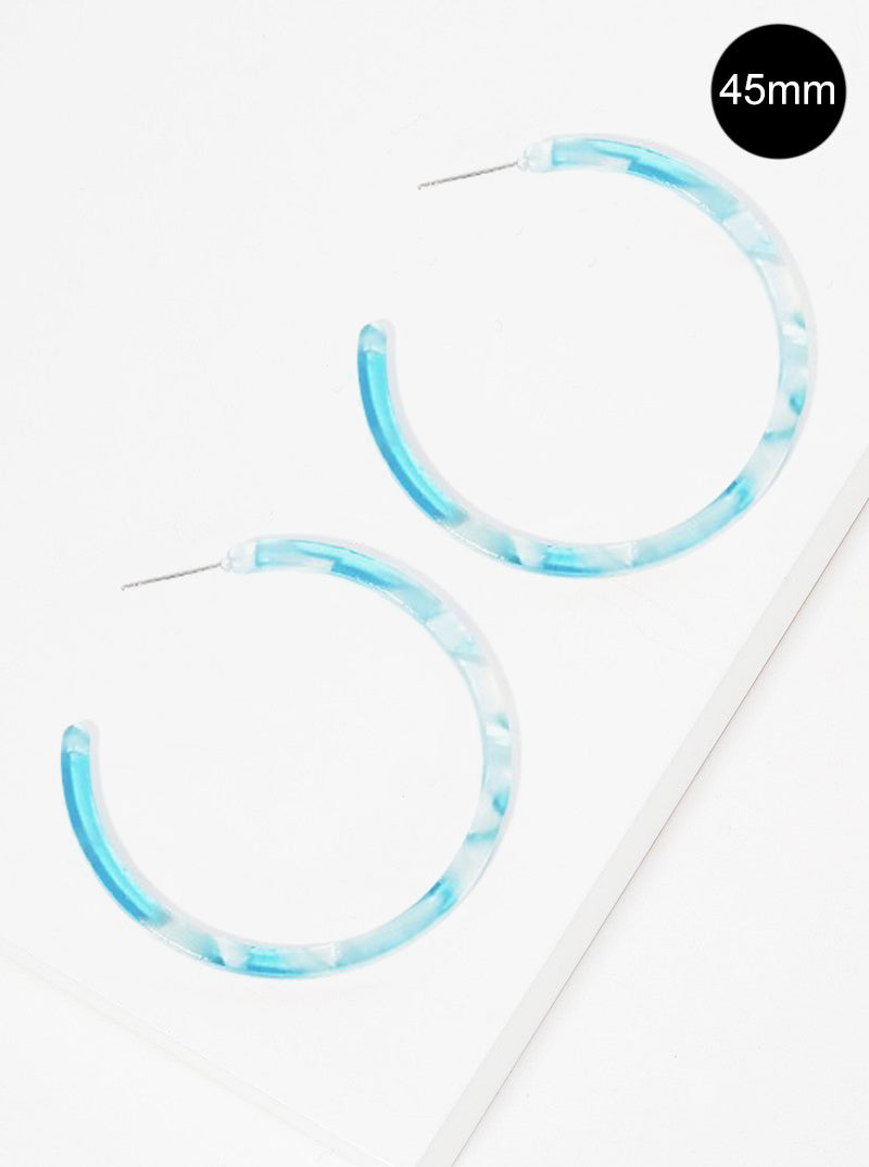 45mm Round Shaped Cellulose Acetate Hoop Earrings