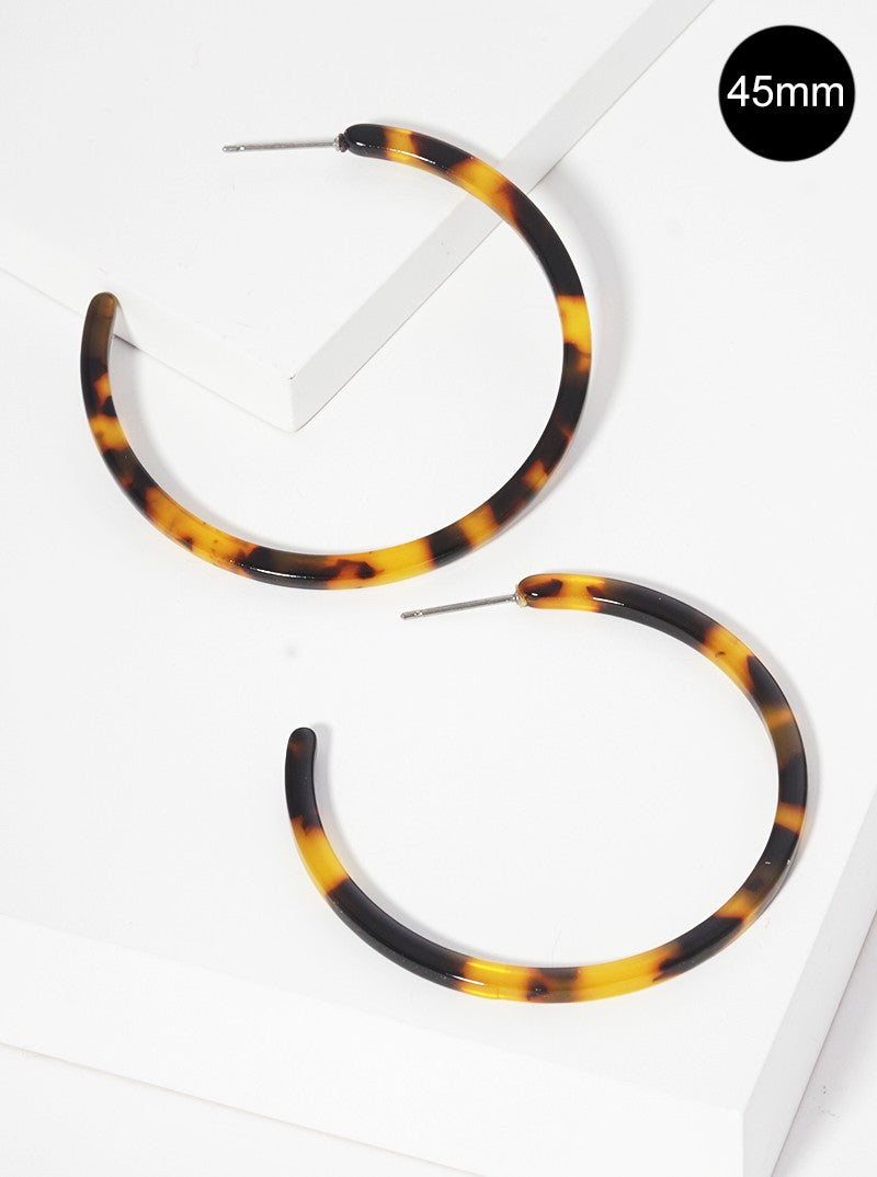 45mm Round Shaped Cellulose Acetate Hoop Earrings