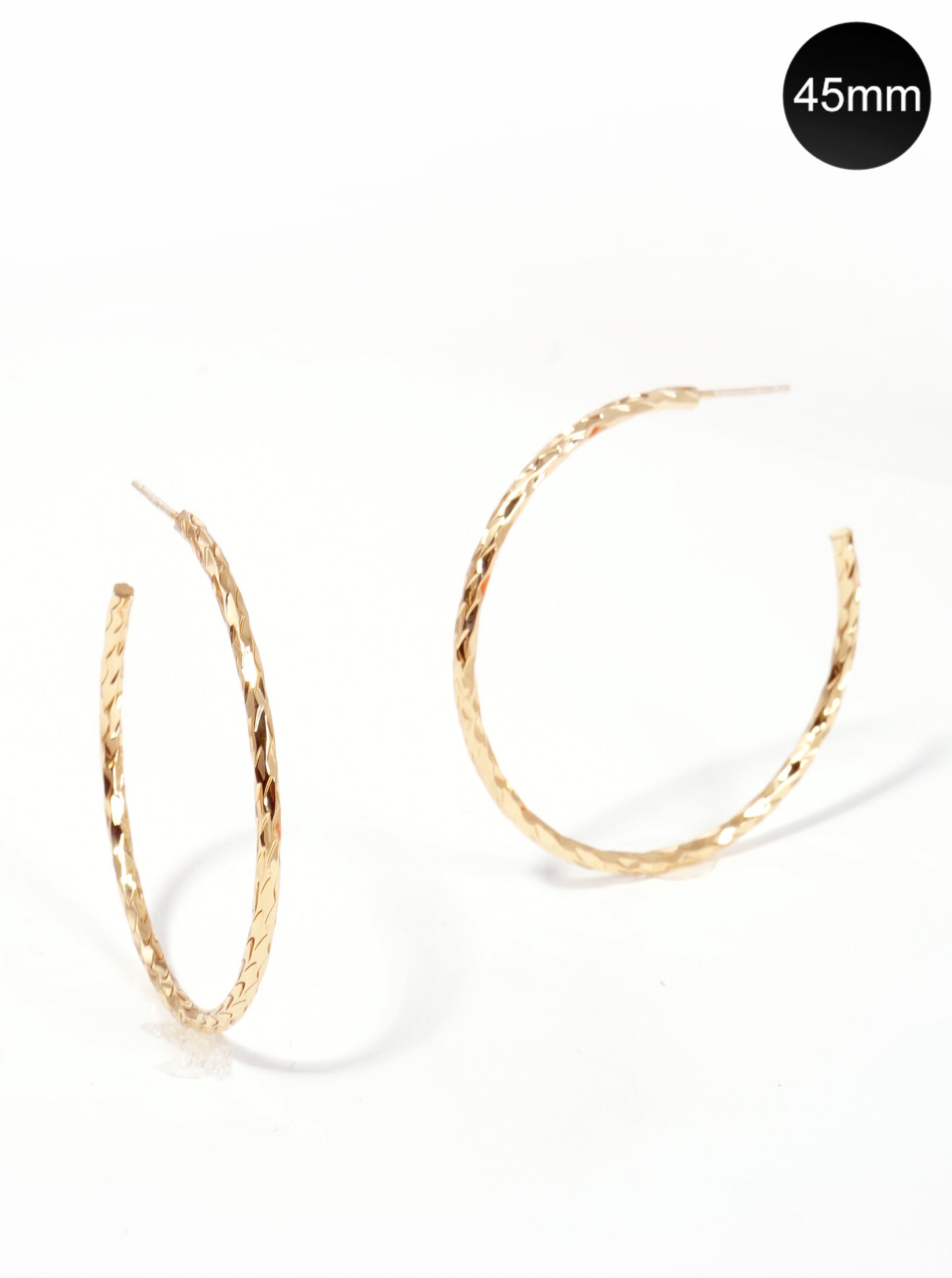45mm Angle Cut Sterling Silver Post Hoop Earrings