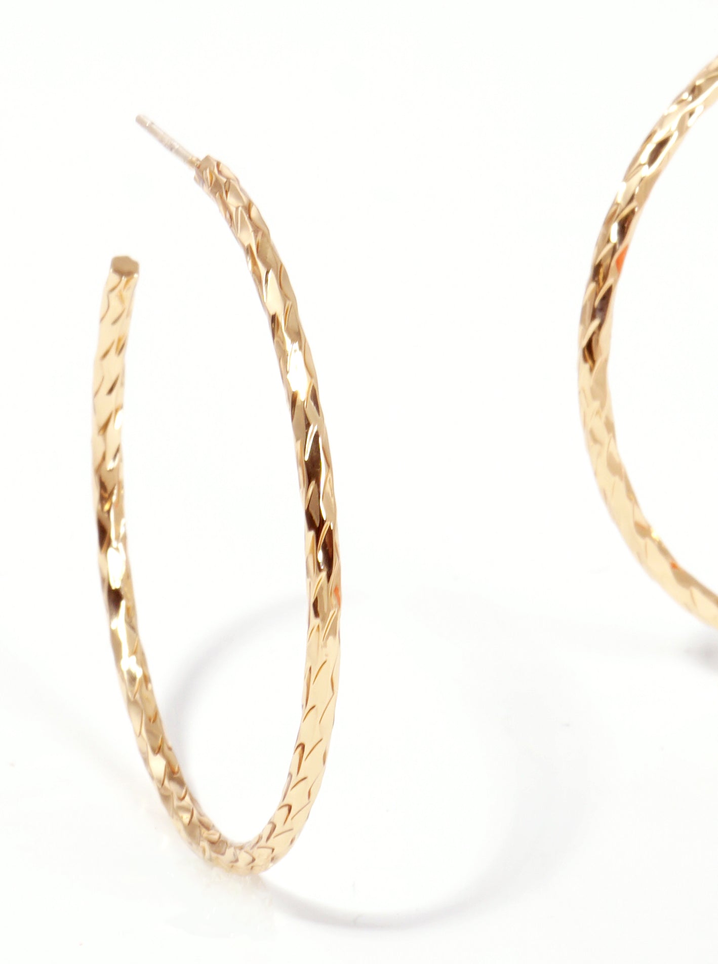 45mm Angle Cut Sterling Silver Post Hoop Earrings