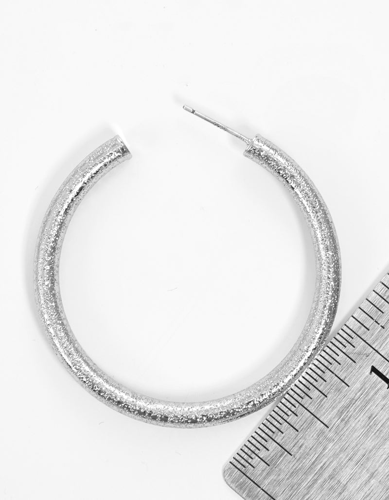 45mm Hollow Tube Sterling Silver Post Hoop Earrings