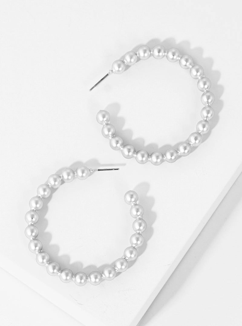 45mm Metal Ball Hoop Earrings