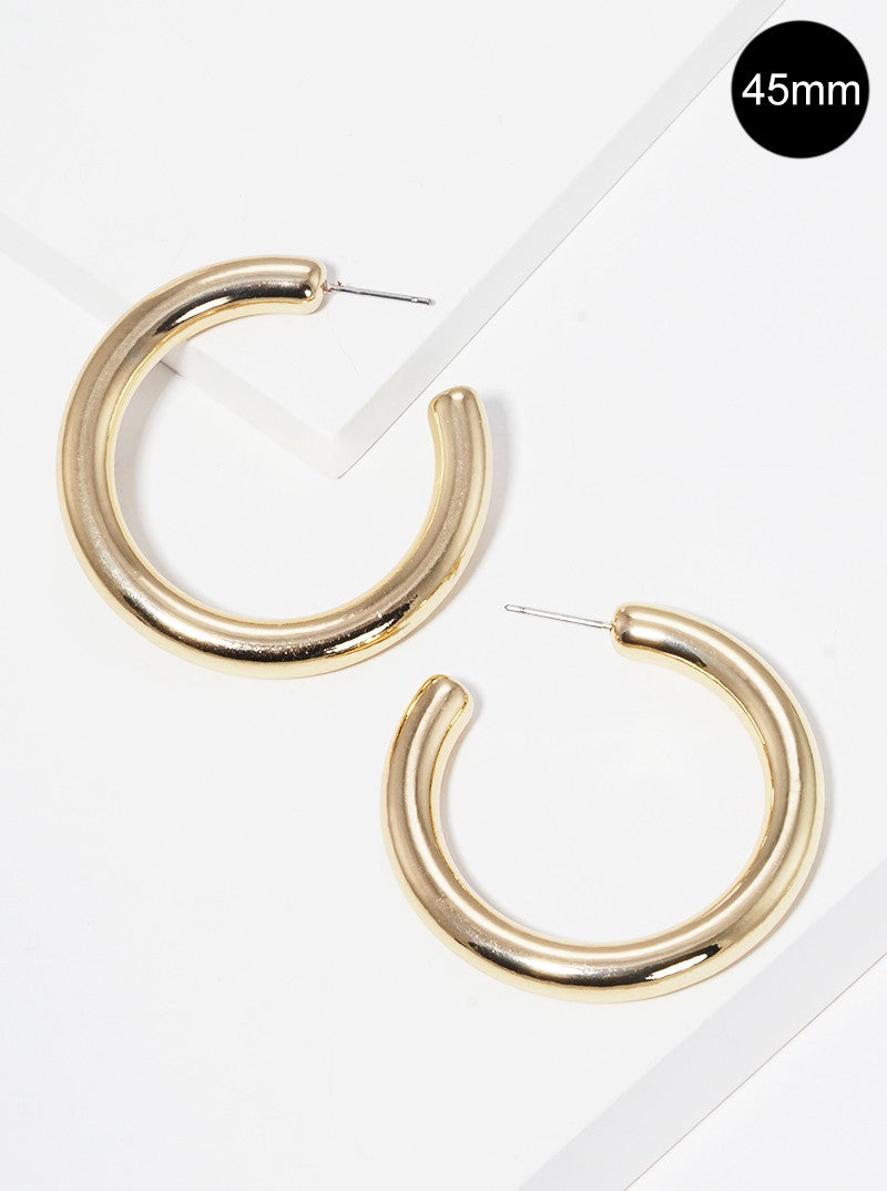 45mm Metal Plated Resin Lightweight Hollow Open Hoop Earrings