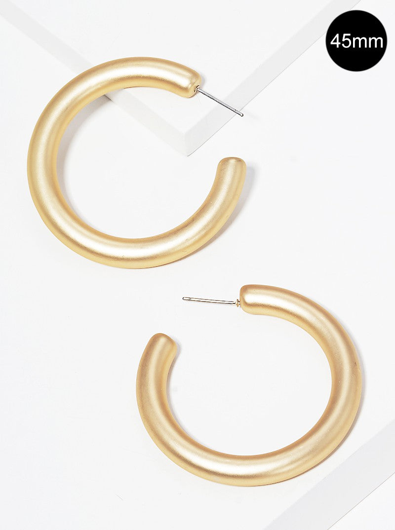 45mm Metal Plated Resin Lightweight Hollow Open Hoop Earrings