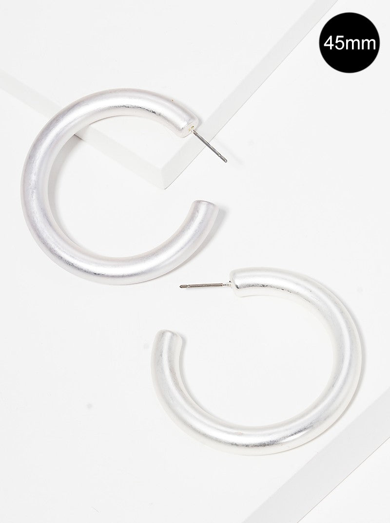 45mm Metal Plated Resin Lightweight Hollow Open Hoop Earrings