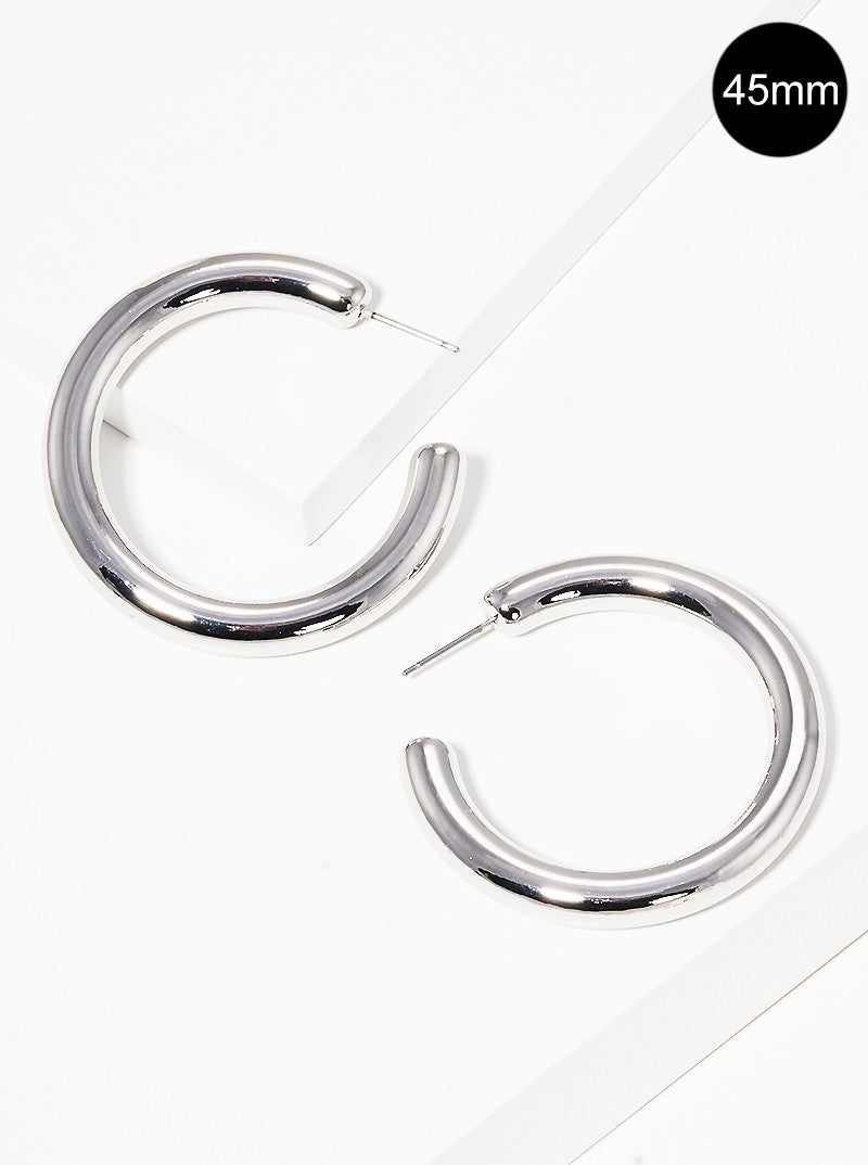 45mm Metal Plated Resin Lightweight Hollow Open Hoop Earrings