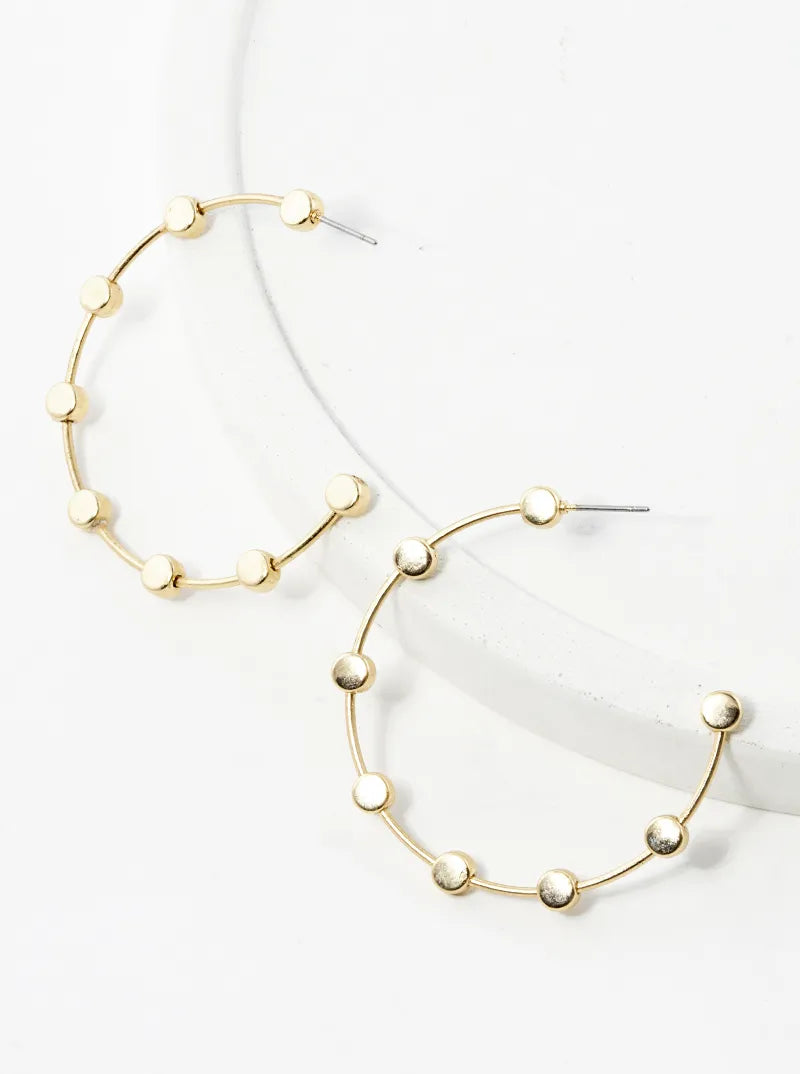 45mm Metallic Round Bead Satellite Open Hoop Earrings