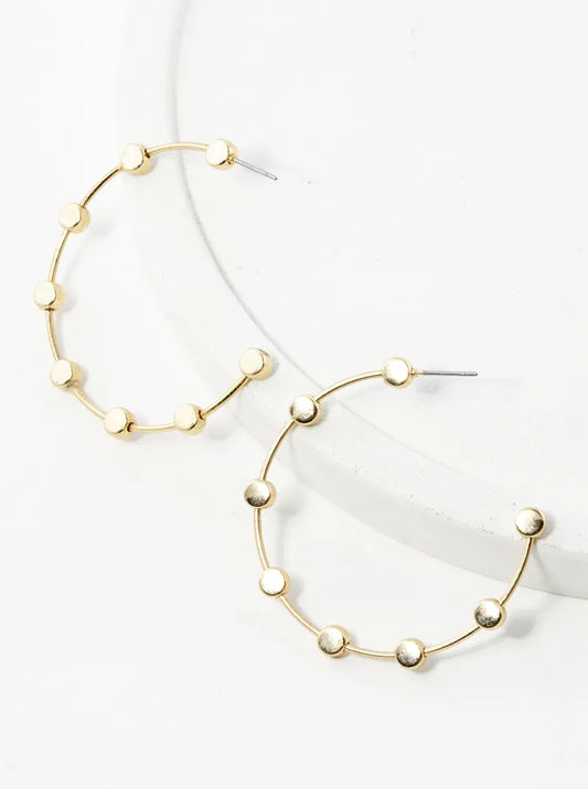 45mm Metallic Round Bead Satellite Open Hoop Earrings